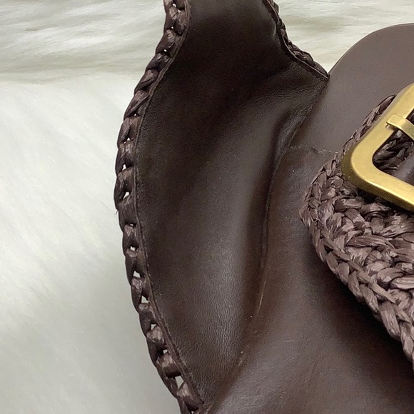 🤎LIKE NEW (w/ COA) TOD'S Brown Raffia Buckle Flat Sandals - Picture 11 of 16